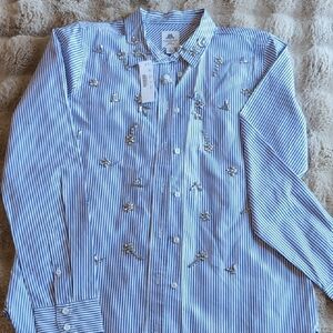 J. Crew Blue and White Button Down Shirt